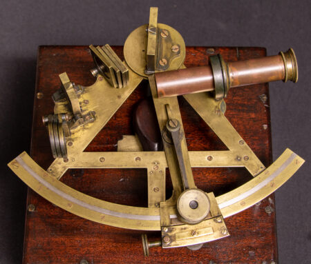 Unusual Small Size Bridge Frame Quintant with Platinum Scale by Cary, London