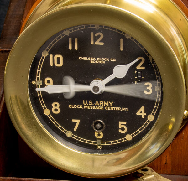 WWII US Army Chelsea Message Center Clock in Original Case - Image 3
