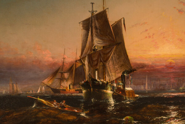 A Steam Tug Repositions a Brig in New York Harbor, off Castle Garden - Image 3
