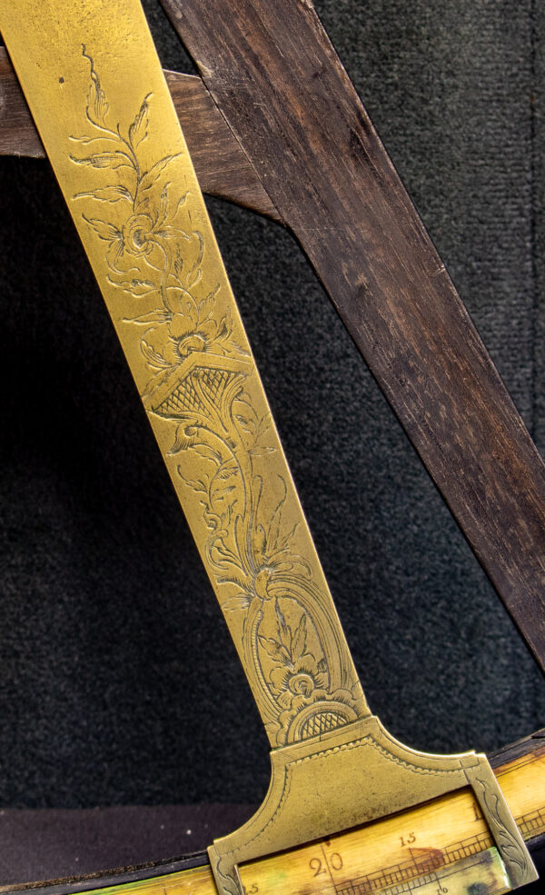 Large 17 1/2 Inch Ebony and Bone Quadrant - Image 4