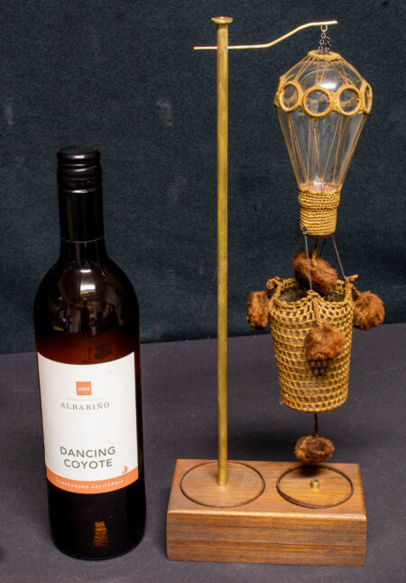 Intricate Macrame Hot Air Balloon Using an Early Lightbulb