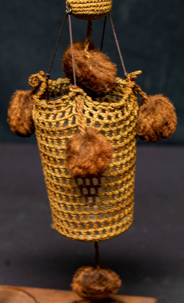 Intricate Macrame Hot Air Balloon Using an Early Lightbulb - Image 2