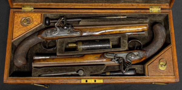 Fine 18th Century Cased Pair of Flintlock Dueling Pistols - Image 7