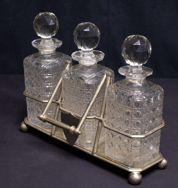 Tantalus Crystal Three Decanter Set in EPNS Caddy - Image 4