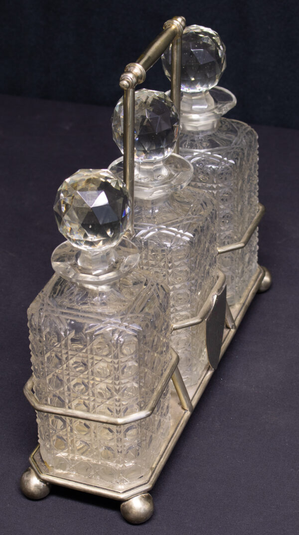 Tantalus Crystal Three Decanter Set in EPNS Caddy - Image 3