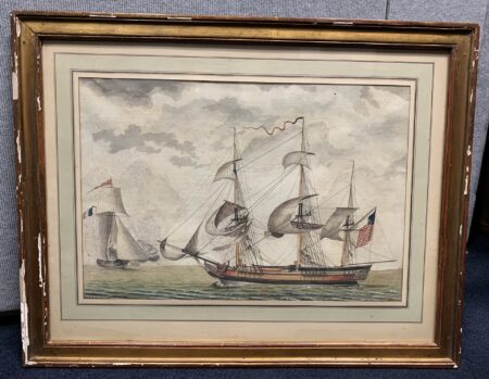 Early Painting of an American Full Rigged Ship