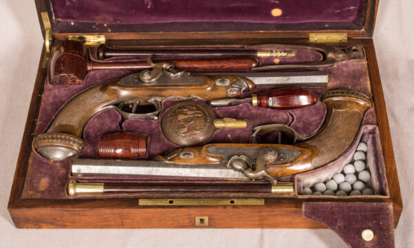 Cased Pair of French Dueling Pistols with Liege Proof Marked Balledent Epernay