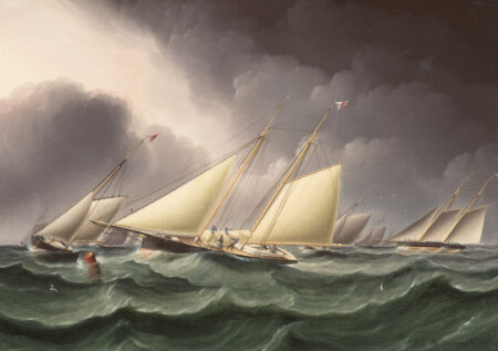 COLUMBIA and WENONAH Rounding Southwest Spit Buoy