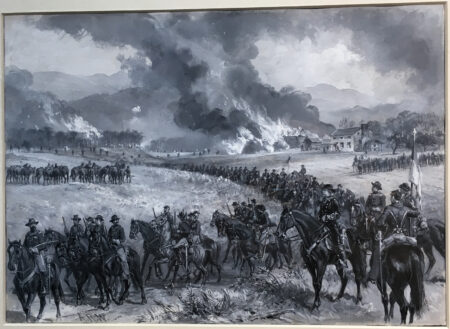 General Custer's Division Retiring from Mt. Jackson, Virginia, and Burning the Forage