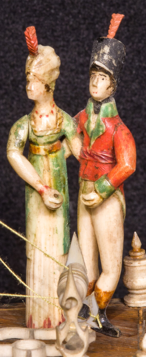Napoleonic Prisoner of War Bone Spinning Jenny with Nine Figures and Polychrome - Image 10