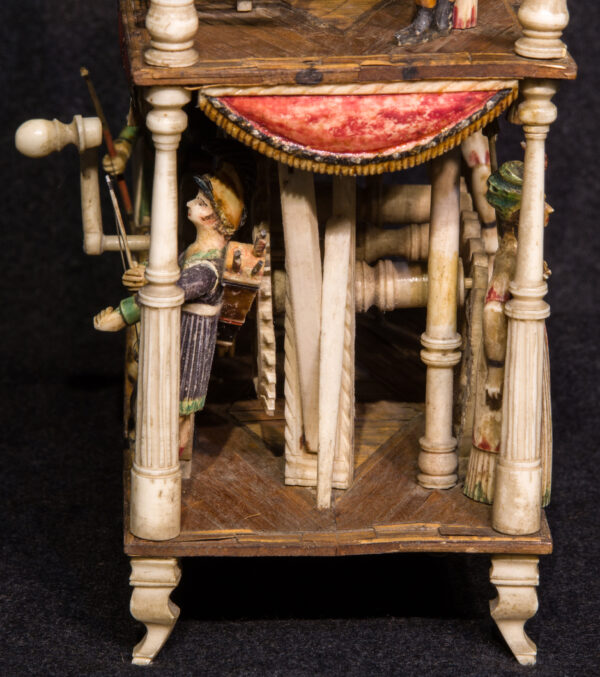 Napoleonic Prisoner of War Bone Spinning Jenny with Nine Figures and Polychrome - Image 12