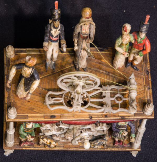 Napoleonic Prisoner of War Bone Spinning Jenny with Nine Figures and Polychrome - Image 14