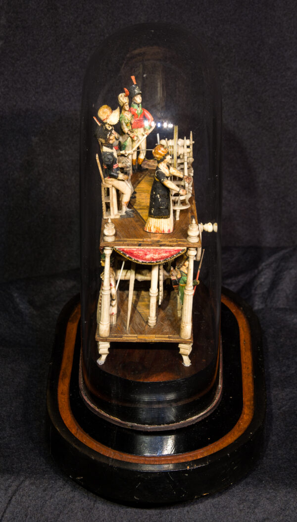 Napoleonic Prisoner of War Bone Spinning Jenny with Nine Figures and Polychrome - Image 16