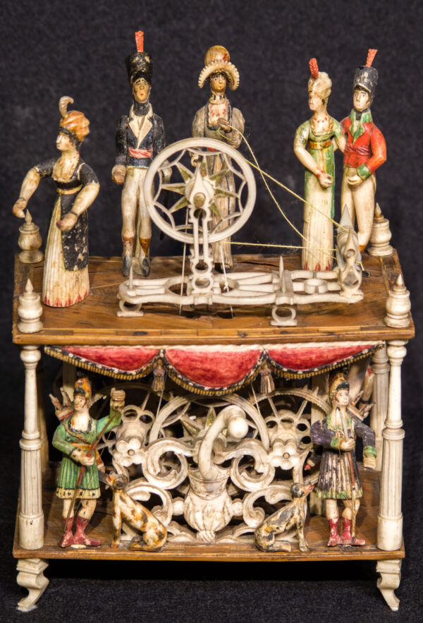 Napoleonic Prisoner of War Bone Spinning Jenny with Nine Figures and Polychrome - Image 2