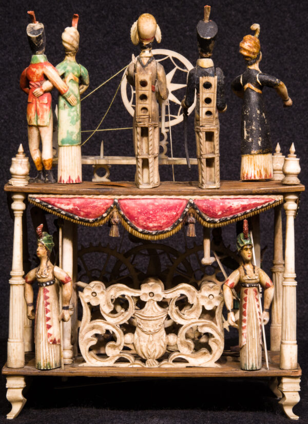 Napoleonic Prisoner of War Bone Spinning Jenny with Nine Figures and Polychrome - Image 3