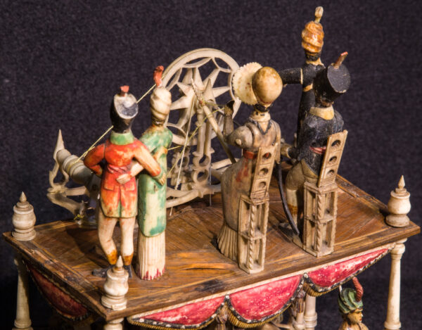 Napoleonic Prisoner of War Bone Spinning Jenny with Nine Figures and Polychrome - Image 7