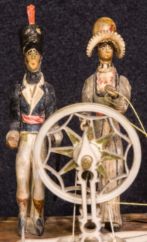 Napoleonic Prisoner of War Bone Spinning Jenny with Nine Figures and Polychrome - Image 9