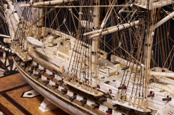 Napoleonic Prisoner of War Bone Model of 74 Guns - Image 10