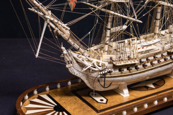 Napoleonic Prisoner of War Bone Model of 74 Guns - Image 17