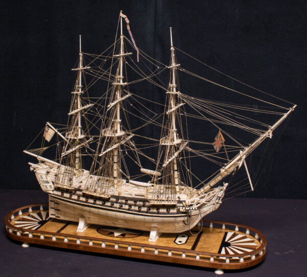Napoleonic Prisoner of War Bone Model of 74 Guns - Image 2