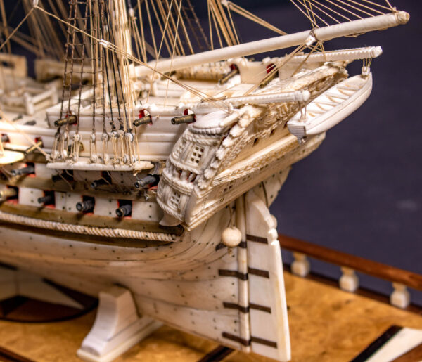 Napoleonic Prisoner of War Bone Model of 74 Guns - Image 20