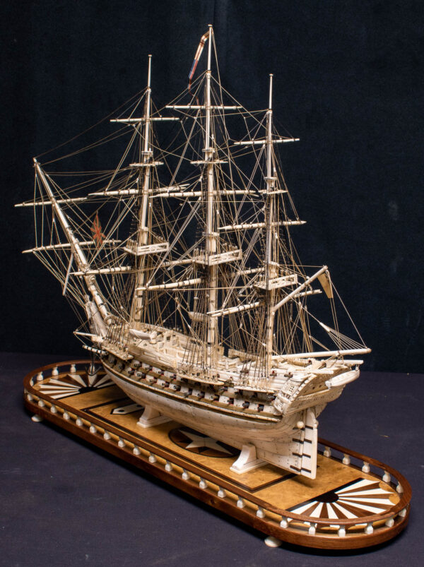 Napoleonic Prisoner of War Bone Model of 74 Guns - Image 3