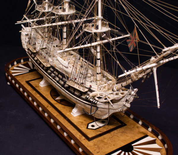 Napoleonic Prisoner of War Bone Model of 74 Guns - Image 4