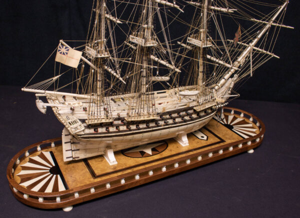 Napoleonic Prisoner of War Bone Model of 74 Guns - Image 5