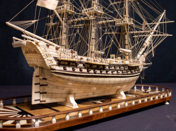 Napoleonic Prisoner of War Bone Model of 74 Guns - Image 8