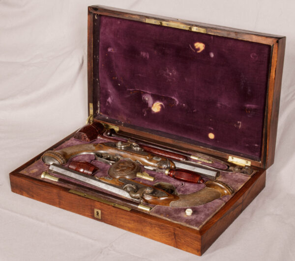 Cased Pair of French Dueling Pistols with Liege Proof Marked Balledent Epernay - Image 4