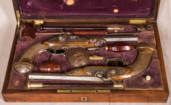 Cased Pair of French Dueling Pistols with Liege Proof Marked Balledent Epernay - Image 5